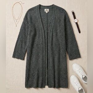 ONEILL Women’s Beachy Charcoal Open Knit Duster Coastal Boho Layering Cardigan